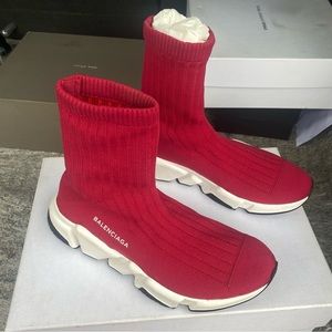 Balenciaga Red Ribbed Speed Sneaker - BNIB - Size 40